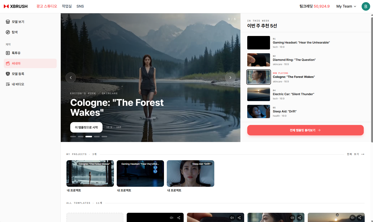 Cinema template gallery