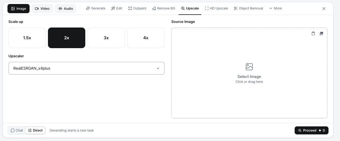 Upscale tab