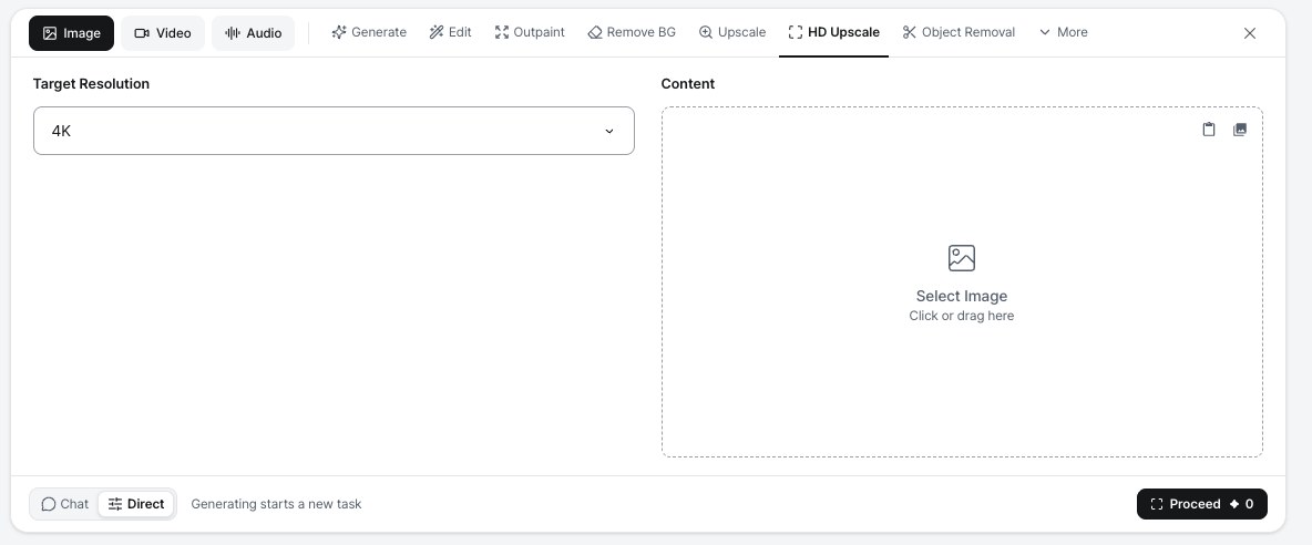 HD Upscale tab